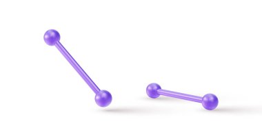 3D iki gerçekçi piercing mücevheri, taşaklı halter..