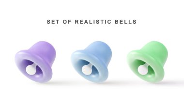 3D realistic set bells on white background.