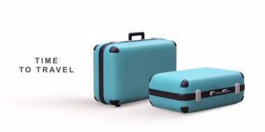 Beyaz arkaplanda 3 boyutlu gerçekçi seyahat çantaları.