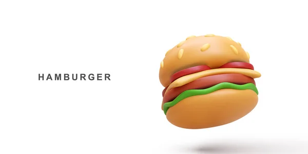 Realistischer Hamburger Auf Weißem Hintergrund — Stockvektor