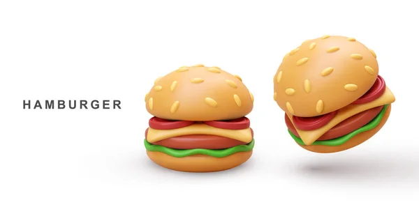 Realista Dois Hambúrguer — Vetor de Stock
