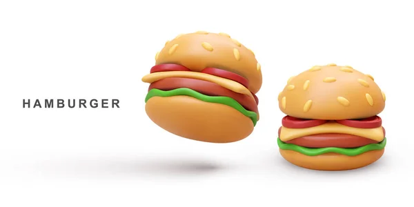Zwei Hamburger Auf Weißem Hintergrund — Stockvektor