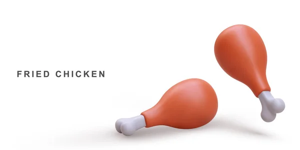 Realistisk Två Stekta Kycklingben — Stock vektor