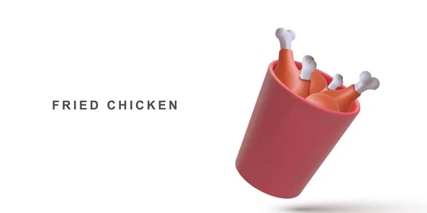 Realistisk Stekt Kyckling Pappershink — Stock vektor