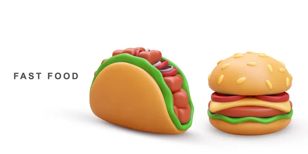Hamburger Réaliste Taco — Image vectorielle