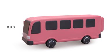 Beyaz arkaplanda 3D gerçekçi otobüs.