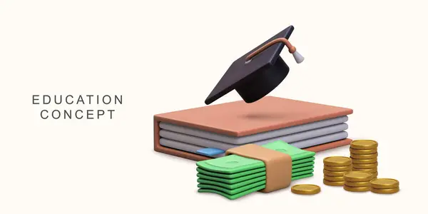 3D现实的白人背景金融教育方案 免版税图库插图
