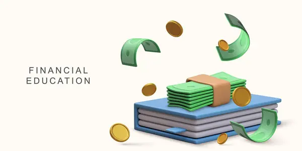 3D现实的白人背景的金融教育概念 免版税图库矢量图片