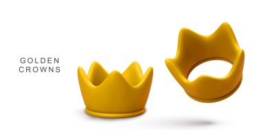 3D gerçekçi iki altın taç.