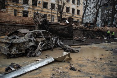 Kyiv, Kyiv bölgesi Ukrayna-20.20.2024: Rusya 'nın Kyiv' e düzenlediği askeri saldırının sonuçları. Düşmanın başkenti balistik füzeler ve insansız hava araçlarıyla bombaladığı biliniyor..