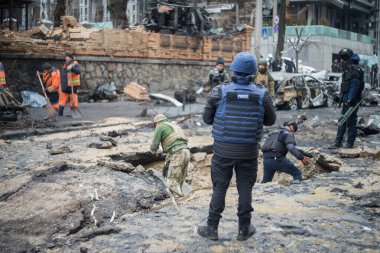 Kyiv, Kyiv bölgesi Ukrayna-20.20.2024: Rusya 'nın Kyiv' e düzenlediği askeri saldırının sonuçları. Düşmanın başkenti balistik füzeler ve insansız hava araçlarıyla bombaladığı biliniyor..