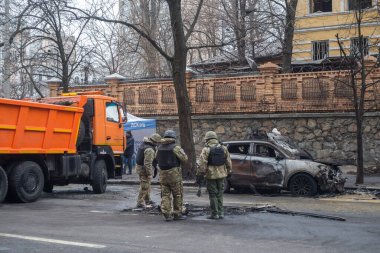 Kyiv, Kyiv bölgesi Ukrayna-20.20.2024: Rusya 'nın Kyiv' e düzenlediği askeri saldırının sonuçları. Düşmanın başkenti balistik füzeler ve insansız hava araçlarıyla bombaladığı biliniyor..