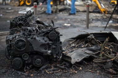 Kyiv, Kyiv bölgesi Ukrayna-20.20.2024: Rusya 'nın Kyiv' e düzenlediği askeri saldırının sonuçları. Düşmanın başkenti balistik füzeler ve insansız hava araçlarıyla bombaladığı biliniyor..