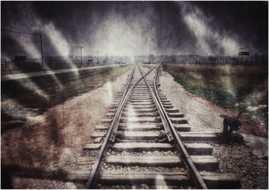 The ghosts of prisoners in the Auschwitz concentration camp clipart