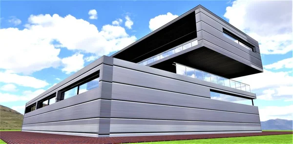 Futuristisches Design Eines Erschwinglichen Landhauses Innovative Architektonische Form Fertigstellung Der — Stockfoto