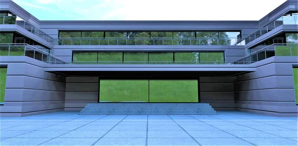 Design Entrada Para Edifício Escritórios Moderno Construído Acordo Com Projeto — Fotografia de Stock