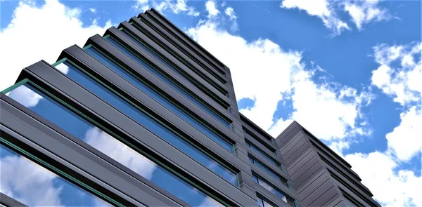 Индивидуальный Внешний Дизайн Малоэтажного Офисного Здания Сочетание Стекла Алюминия Подходящая — стоковое фото