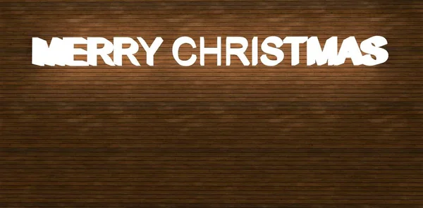 Leuchtende Inschrift Frohe Weihnachten Auf Dem Hintergrund Brauner Bretter Tolle — Stockfoto