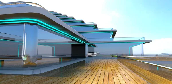 Mehrstöckiges Hotel Mit Glasfassade Verdeckte Terrasse Auf Jeder Etage Chromgeländer — Stockfoto