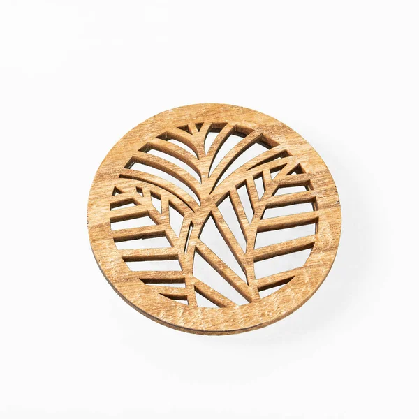 Dřevěné Kuchyňské Náčiní Dekorativní Kulatý Bambusový Rošt Nástěnná Dekorace Pro — Stock fotografie