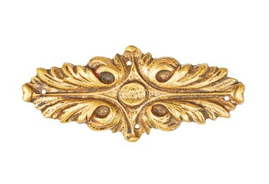 Daugavpils, Letonya 11 Temmuz 2023 Mobilya için dekoratif bronz süsler beyaz arka planda retro tarzı.