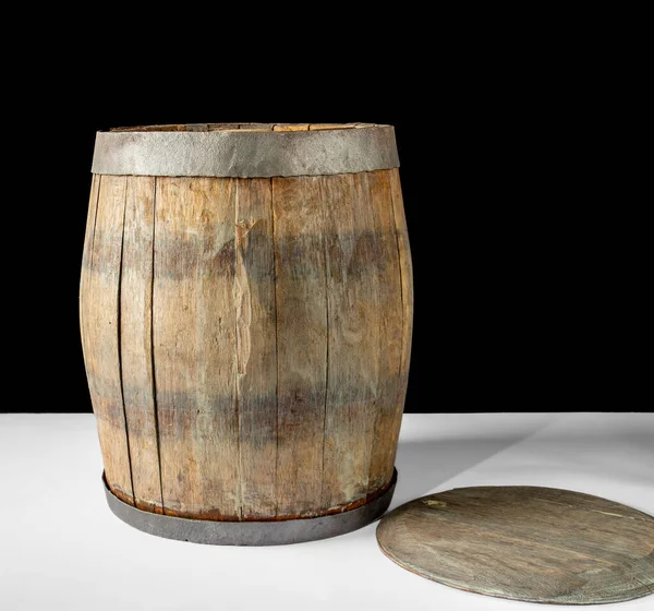 Old Oak Barrel Wine Black Background — Stock Photo, Image
