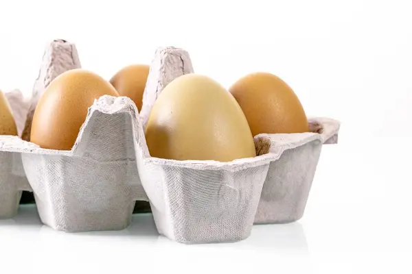 Close View Dozen Fresh Organic Chicken Eggs Neatly Arranged Eco — Stock Photo, Image