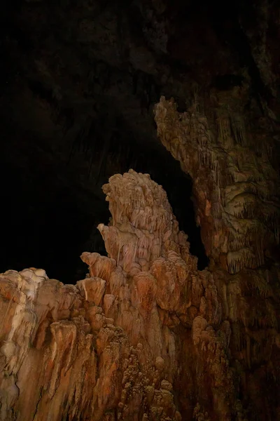 Великолепие Природы Причудливые Формы Сталактитов Сталагмитов Пещере Саламандра Севере Израиля — стоковое фото