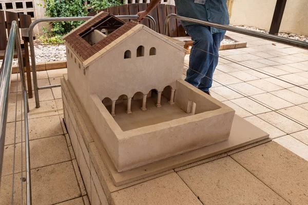 Beit Shean Izrael Října 2022 Model Zničené Synagogy Nachází Nádvoří — Stock fotografie