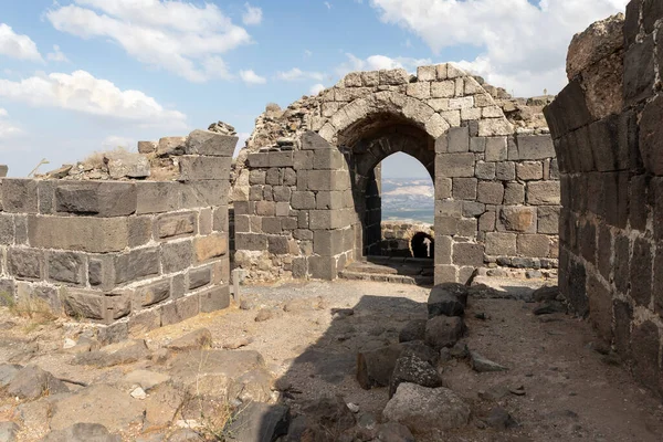 Pozostałości Zewnętrznych Murów Ruinach Wielkiej Twierdzy Szpitalnej Belvoir Jordan Star — Zdjęcie stockowe
