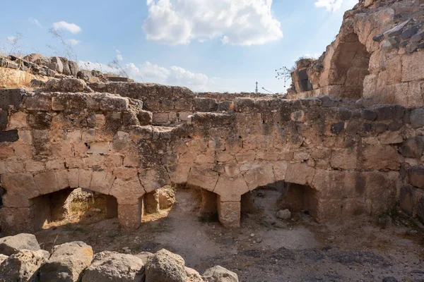 Resten Van Buitenmuren Ruïnes Van Grote Hospitaalburcht Belvoir Jordan Star — Stockfoto