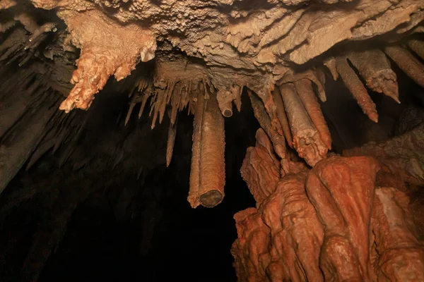 Esplendor Naturaleza Formas Extrañas Estalactitas Estalagmitas Cueva Salamandra Norte Israel — Foto de Stock