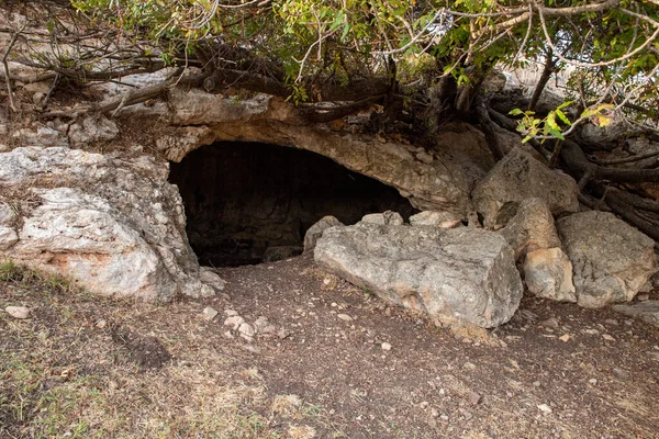 The cave where the primitive people lived in Tel Yodfat National park, in northern Israel