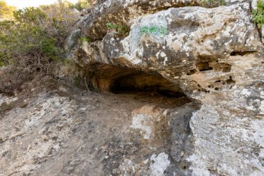 İsrail 'in kuzeyindeki Hayfa kenti yakınlarındaki Carmel ormanındaki mağarada.