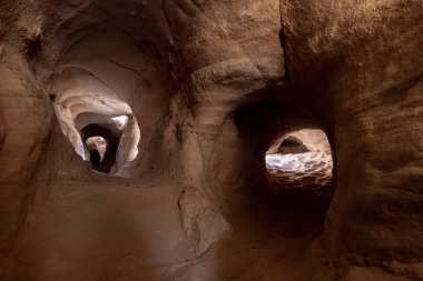 The underground tunnel of copper ore miners who mined ore during the time of King Solomon in the national park Timna, near the city of Eilat, in southern Israel