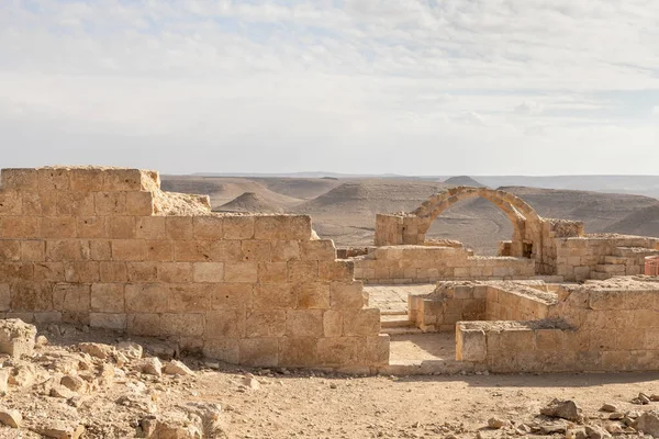 Restos Uma Vila Romana Ruínas Cidade Central Fortaleza Dos Nabateus — Fotografia de Stock