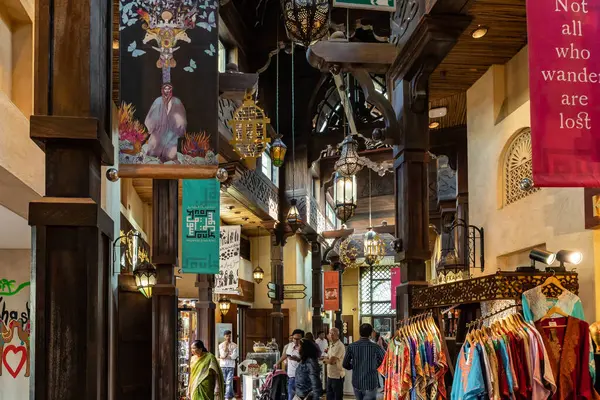 stock image Dubai, United Arab Emirates, March 18, 2023 : The inside of the bazaar and shopping mall - Souk Madinat Jumeirah in Dubai city, United Arab Emirates