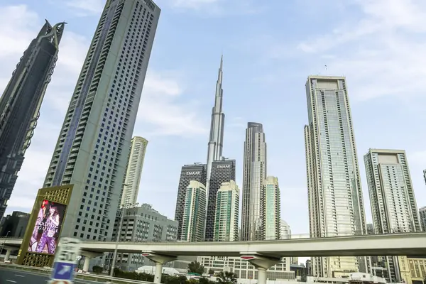 stock image Dubai, United Arab Emirates, March 18, 2023 : View from the window of a tourist bus on the architecture of the city of Dubai, United Arab Emirates