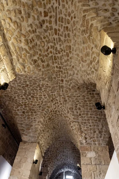 Techo Bóveda Piedra Una Habitación Ubicada Fortaleza Templaria Ciudad Vieja — Foto de Stock