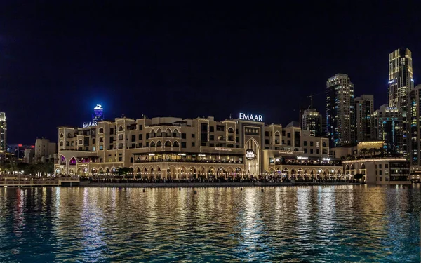 Dubai United Arab Emirates March 2023 Night View Promenade Burj — Stock Photo, Image