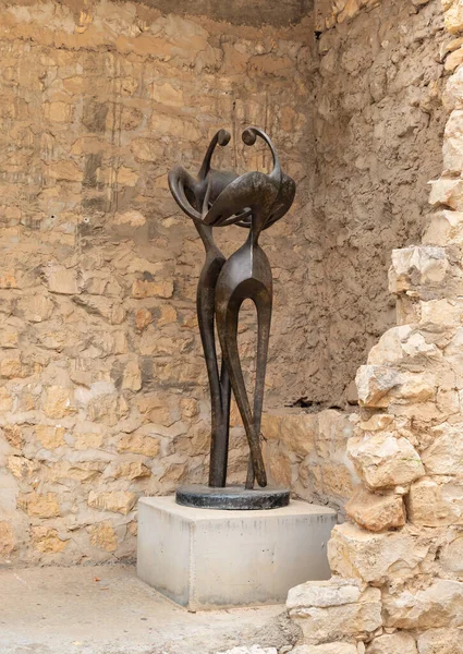 Haifa Israel June 2023 Abstract Bronze Sculpture Depicting Couple Love — Stock Photo, Image
