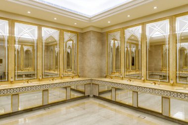 Abu Dabi, Birleşik Arap Emirlikleri, 19 Mart 2023: Birleşik Arap Emirlikleri, Abu Dabi şehrindeki Qasr Al Watan başkanlık sarayının tuvaletinde tuvalet