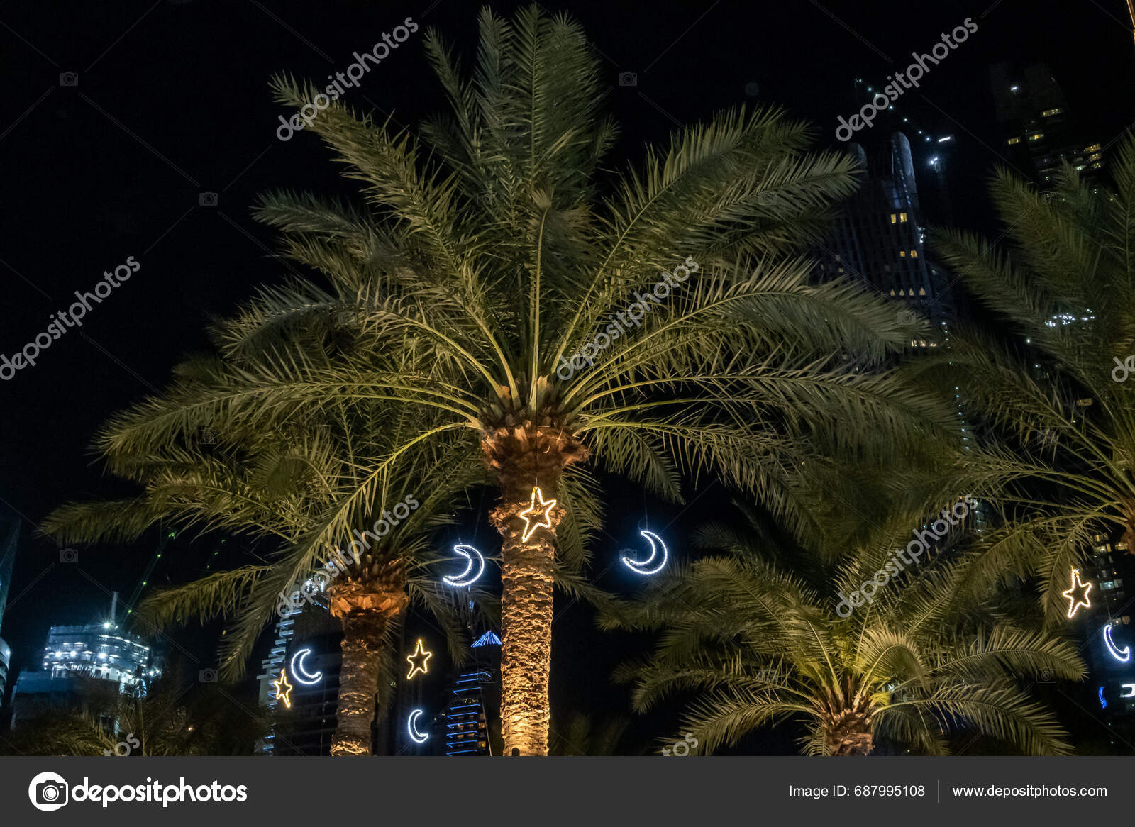 Dubai United Arab Emirates March 2023 Night View Large Date – Stock