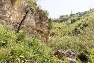 İsrail 'in kuzeyindeki Kuzey Celile' de bulunan El Al Ulusal Doğa Koruma Alanındaki kayalık.
