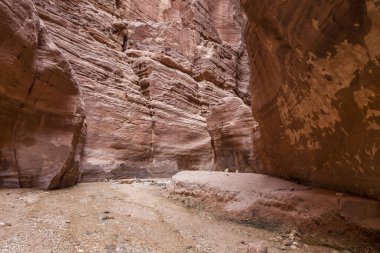 Ürdün 'deki Wadi Numeira yürüyüş yolu boyunca dağların arasından sığ bir dere akar.