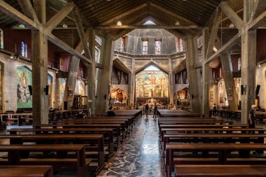 Nazareth, Israel, September 23, 2023 : The main prayer hall on the upper floor of the Church of Annunciation in the Nazareth city in northern Israel