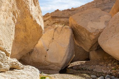 Vadi El Ghuwayr ya da An Nakhil ve Ürdün 'deki Amman yakınlarındaki Vadi Al Dathneh' in turizm rotasındaki dev kayalar.