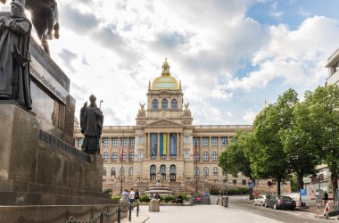 Prague, Czech Republic, May 12, 2024 : The famous Peoples Museum on famous Wenceslas Square in Prague in the Czech Republic clipart