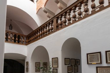 Prague, Czech Republic, May 13, 2024 : The main hall in residential tower of Cesky Sternberk castle an hours drive from Prague clipart