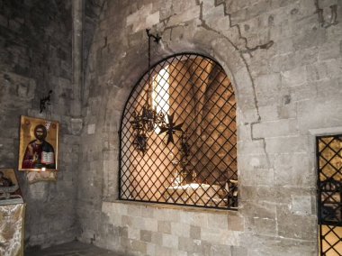 Ialysos, Yunanistan, 3 Temmuz 2011: Filerimos manastırı Yunanistan 'ın Rodos adasında iç yapı inşa ediyor